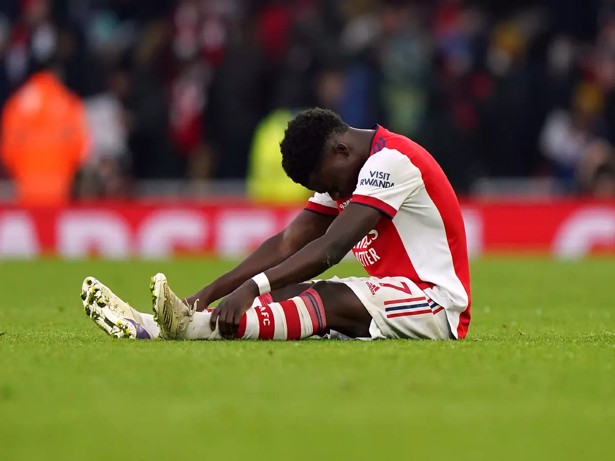 Bukayo Saka looks deflated following Arsenal's goalless draw with Burnley