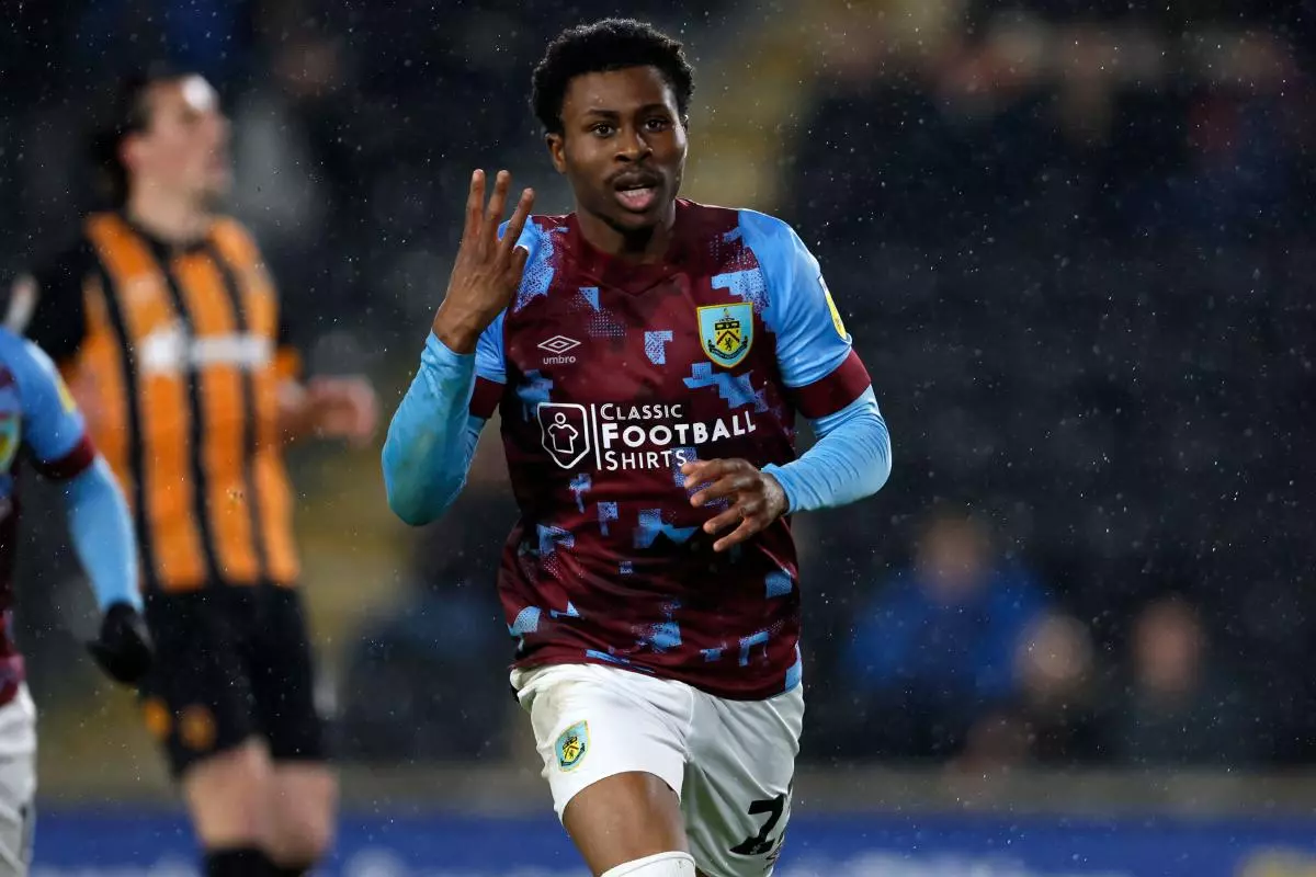 Burnley's Nathan Tella celebrates scoring