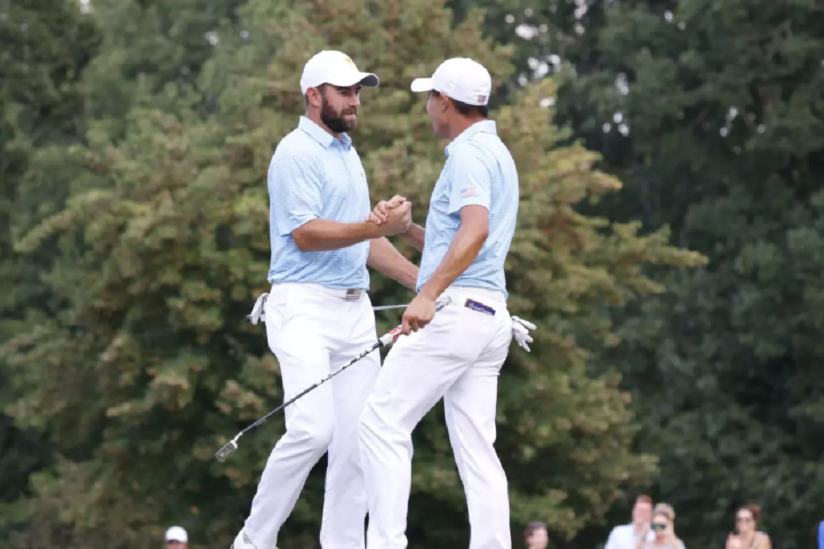 Cameron Young and Collin Morikawa at the 2022 Presidents Cup