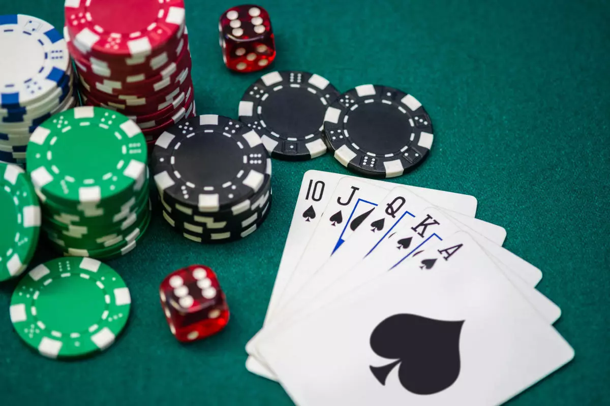 Casino Poker Chips, dice and cards