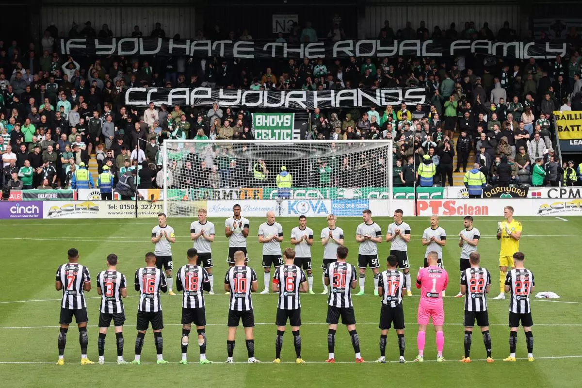 Celtic fans displaying anti-monarchy banners at St Mirren