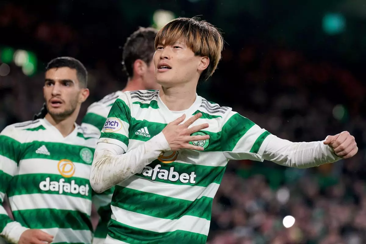 Celtic’s Kyogo Furuhashi celebrates scoring