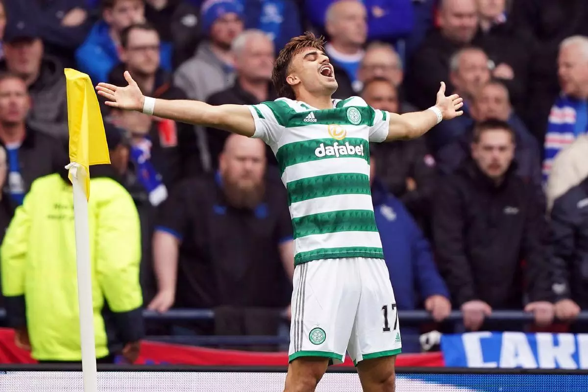 Celtic’s Jota celebrates scoring their side's first goal of the game during the Scottish Cup semi-final - April 2023