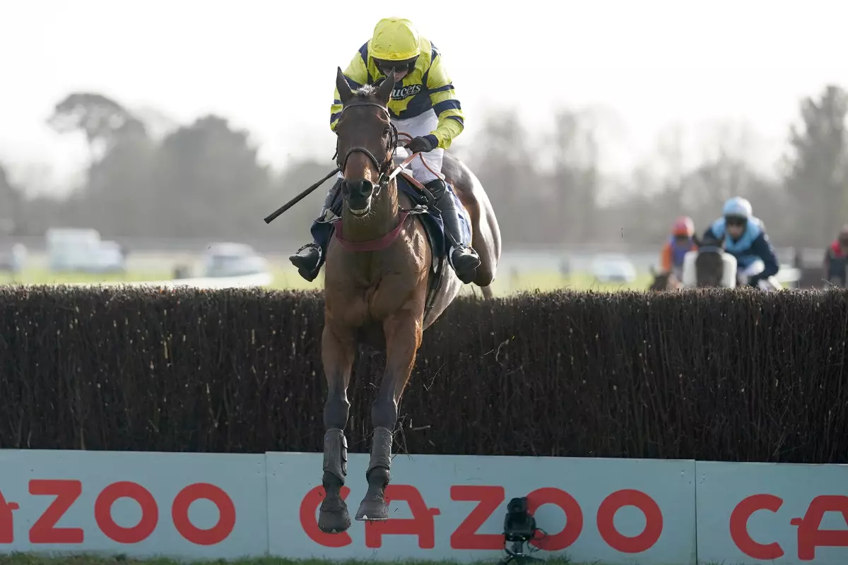 Chambard ridden by Lucy Turner on their way to winning the Virgin Bet Free Bets for Winners Novices' Handicap Steeple Chase at Fontwell Park Racecourse. Picture date: Thursday February 17, 20