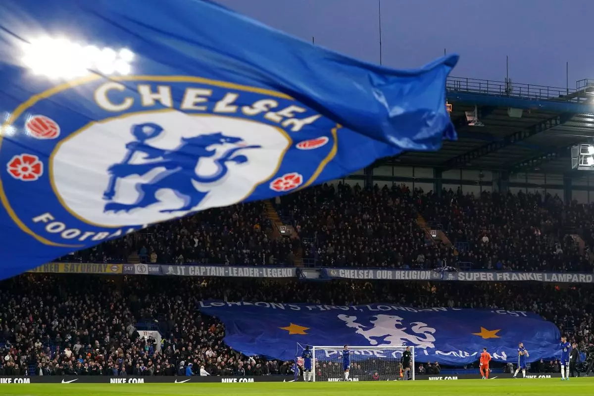 General view at Chelsea as flags are flown prior to kick-off in the Premier League match at Stamford Bridge