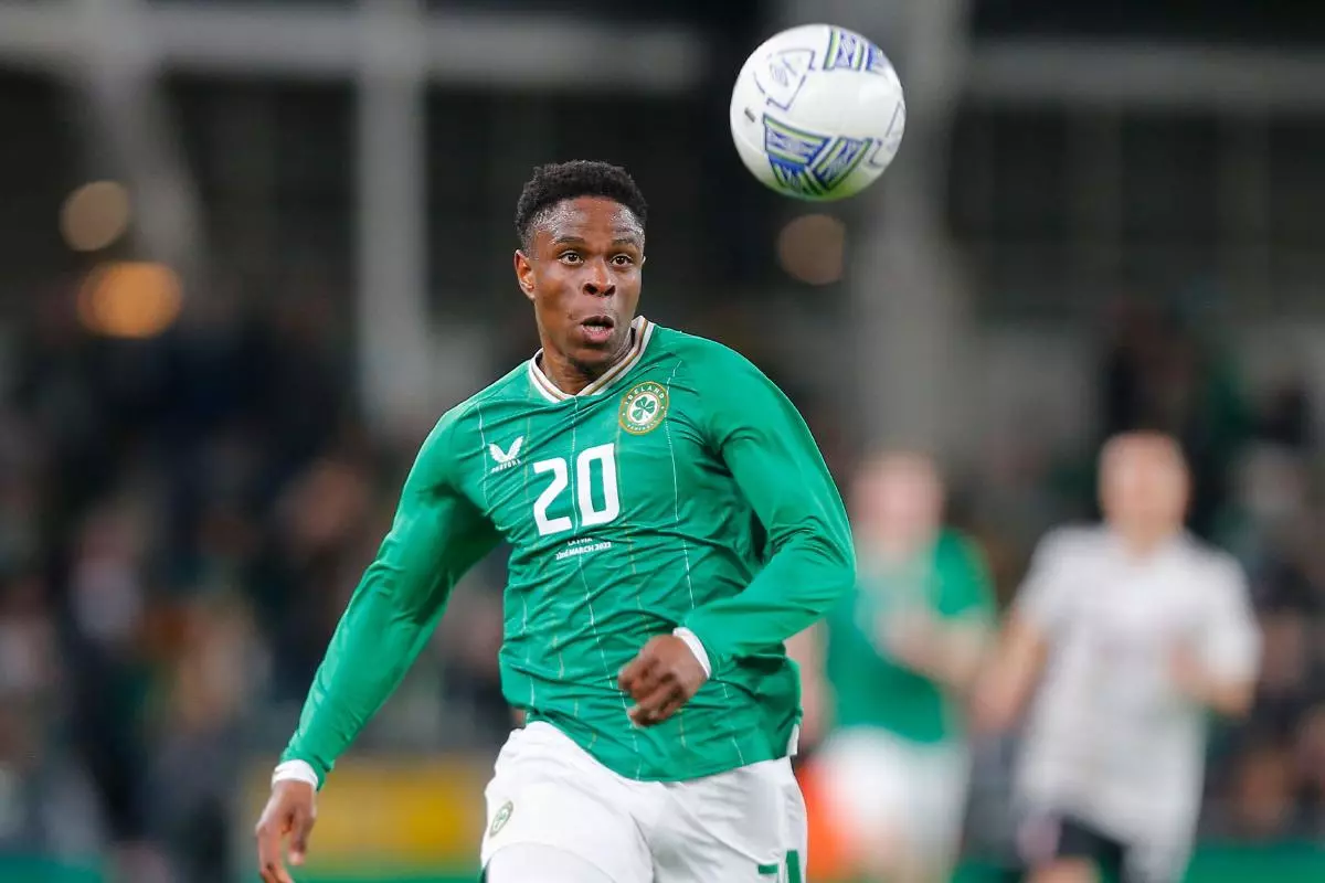 Chiedozie Ogbene of Ireland makes a run with the ball - March 2023