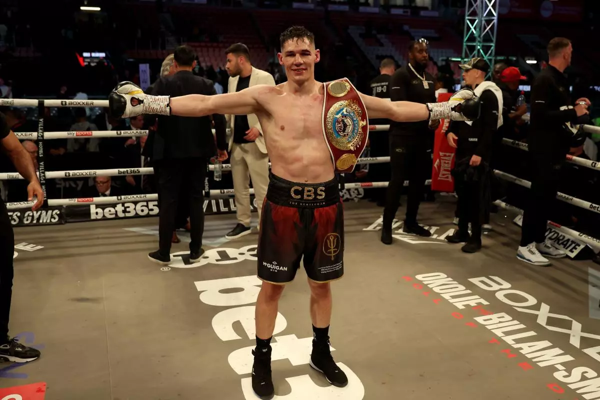 Chris Billam-Smith celebrates after his victory against Lawrence Okolie in the WBO world cruiserweight title bout - May 2023