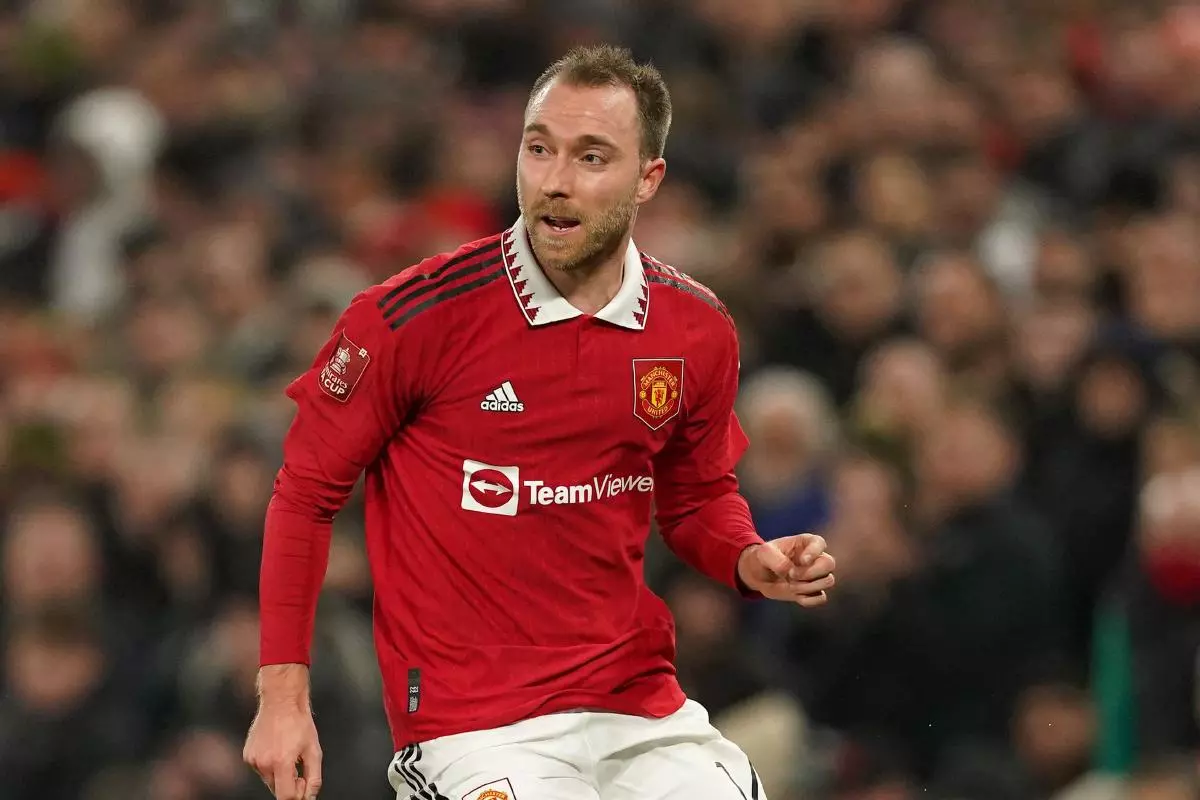 Christian Eriksen of Manchester United 28 Jan 2023