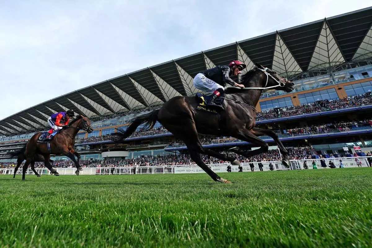 Claymore and Adam Kirby coming home to win the Hampton Court Stakes - June 2022