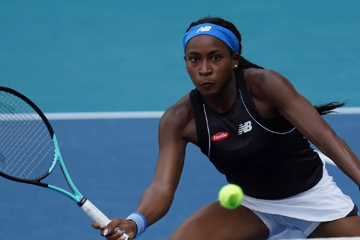 Coco Gauff in action at the 2022 Miami Open