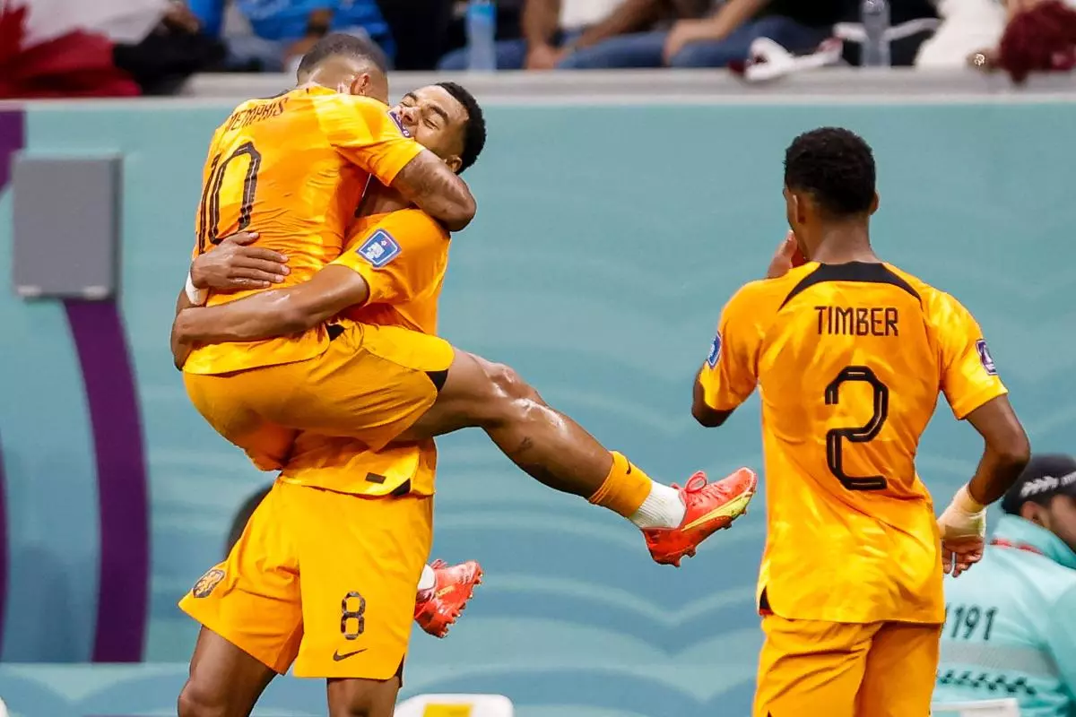 Cody Gakpo of the Netherlands celebrates after scoring