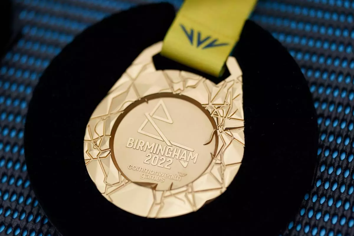 The gold medal on display during the Birmingham 2022 Commonwealth Games