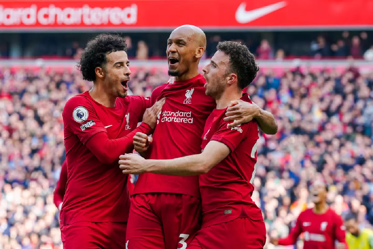 Curtis Jones Fabinho Diogo Jota Liverpool - Apr 2023