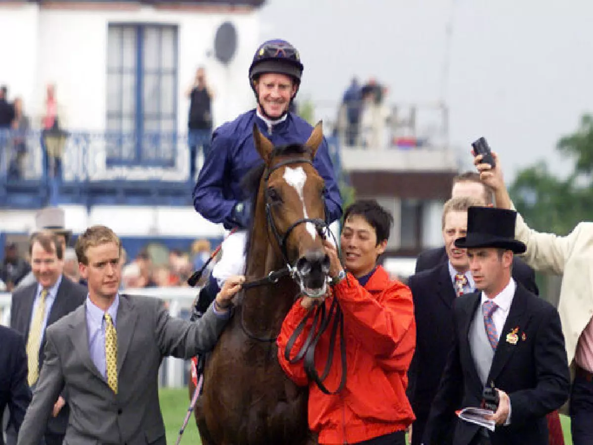 Derby winner Galileo and jockey Mick Kinane