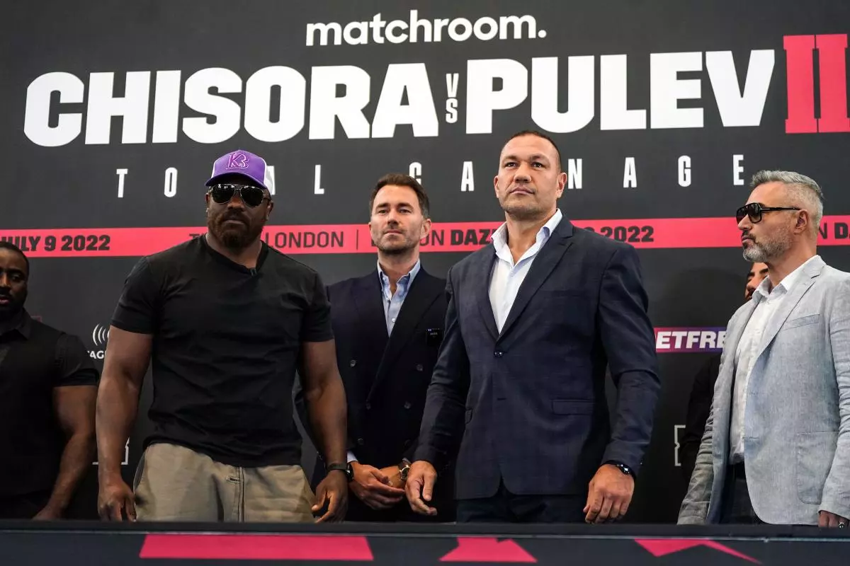 Derek Chisora, promoter Eddie Hearn and Kubrat Pulev