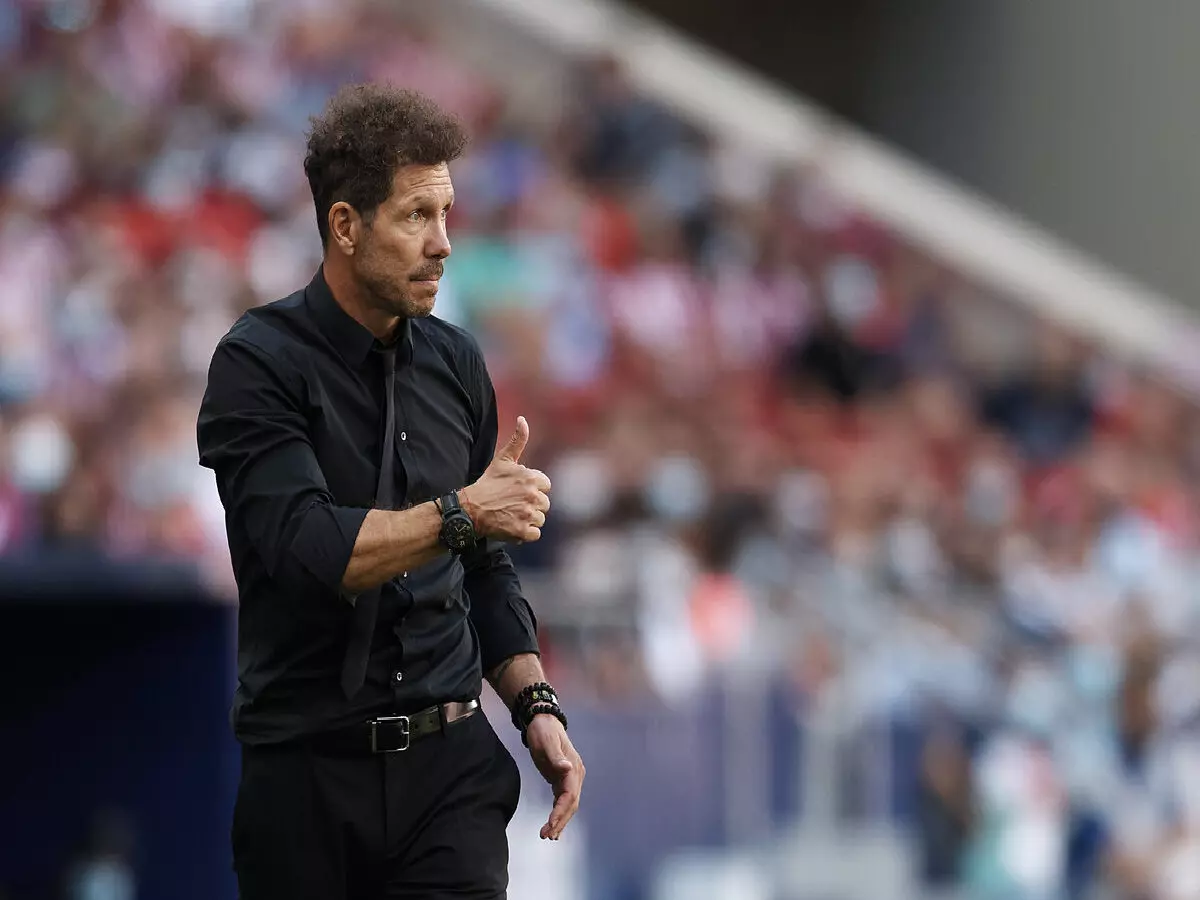 Diego Simeone head coach of Atletico Madrid gives instructions during the La Liga Santander match between Club Atletico de Madrid and Athletic Club at Estadio Wanda Metropolitano.