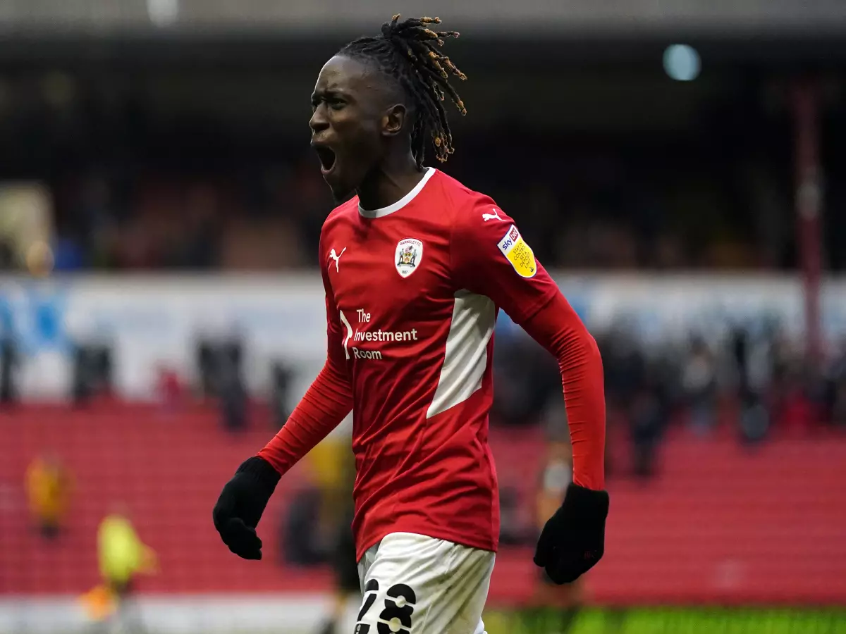Domingos Quina celebrates scoring for Barnsley vs QPR