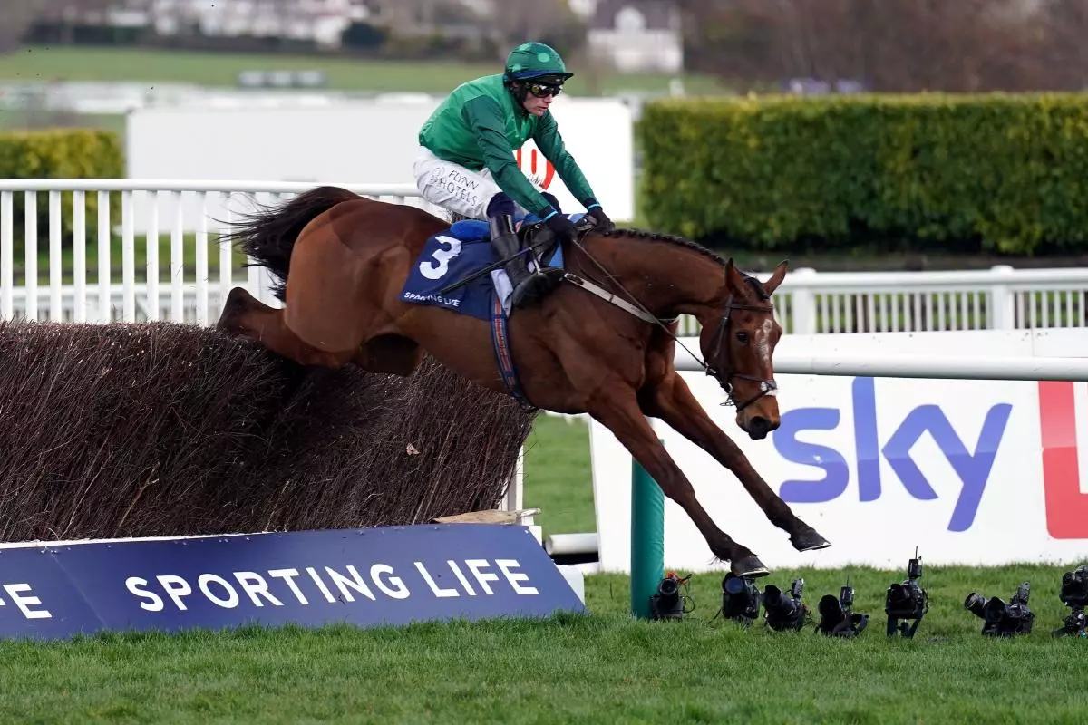 El Fabiolo ridden by jockey Paul Townend clear a fence on their way to winning the Arkle Challenge Trophy Novices' Chase