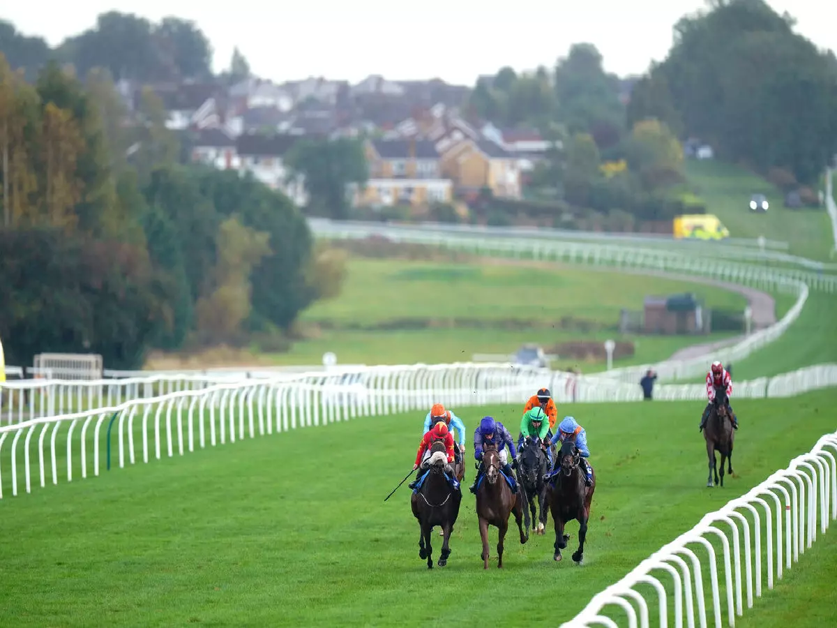 Emjaytwentythree ridden by Kieran O'Neill (left) on their way to winning the Bet At racingtv.com Selling Stakes at Leicester racecourse.