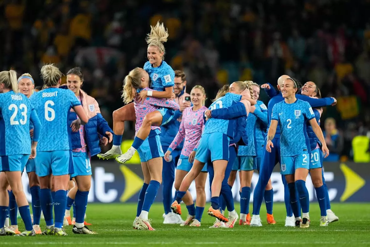 England celebrated beating Australia in the FIFA Women's World Cup - Aug 2023