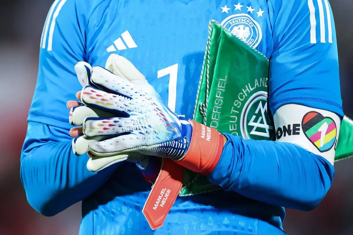 England goalkeeper wearing a One Love armband