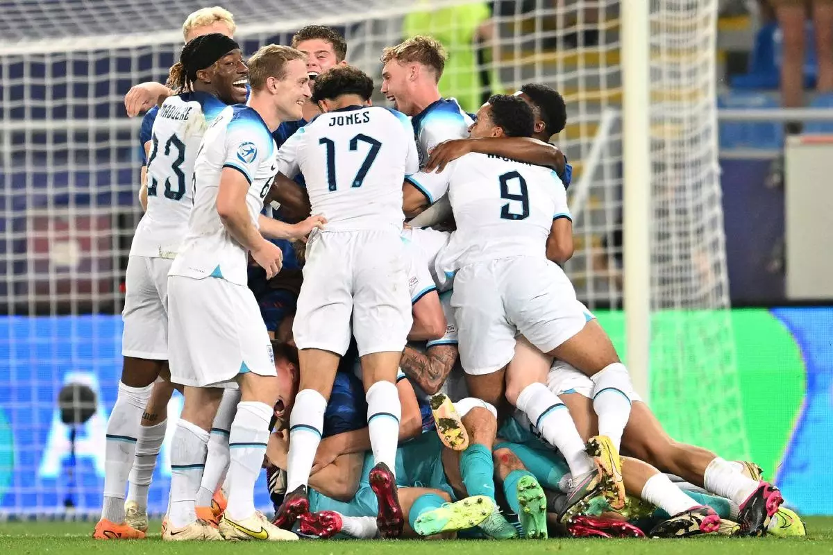 England players celebrate following the Euro Under-21 Championship final