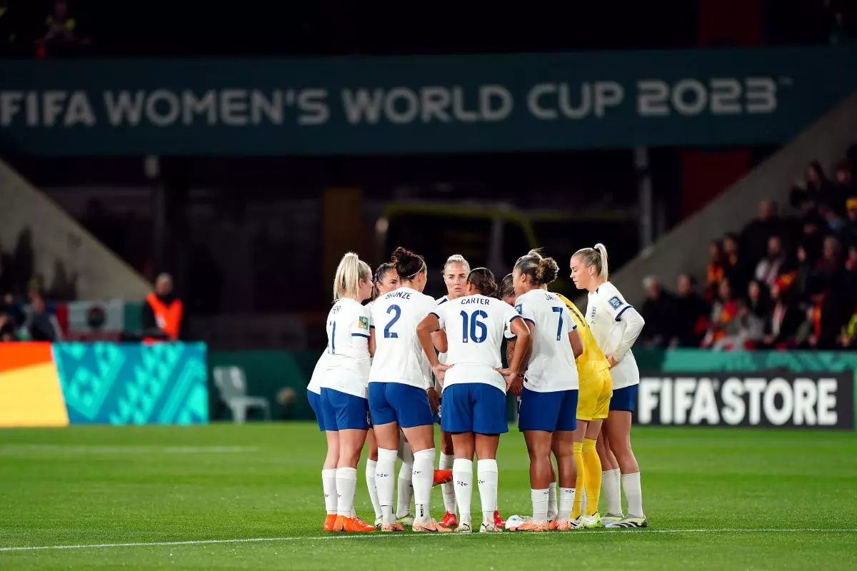 England players have a team huddle during the FIFA Women's World Cup - July 2023