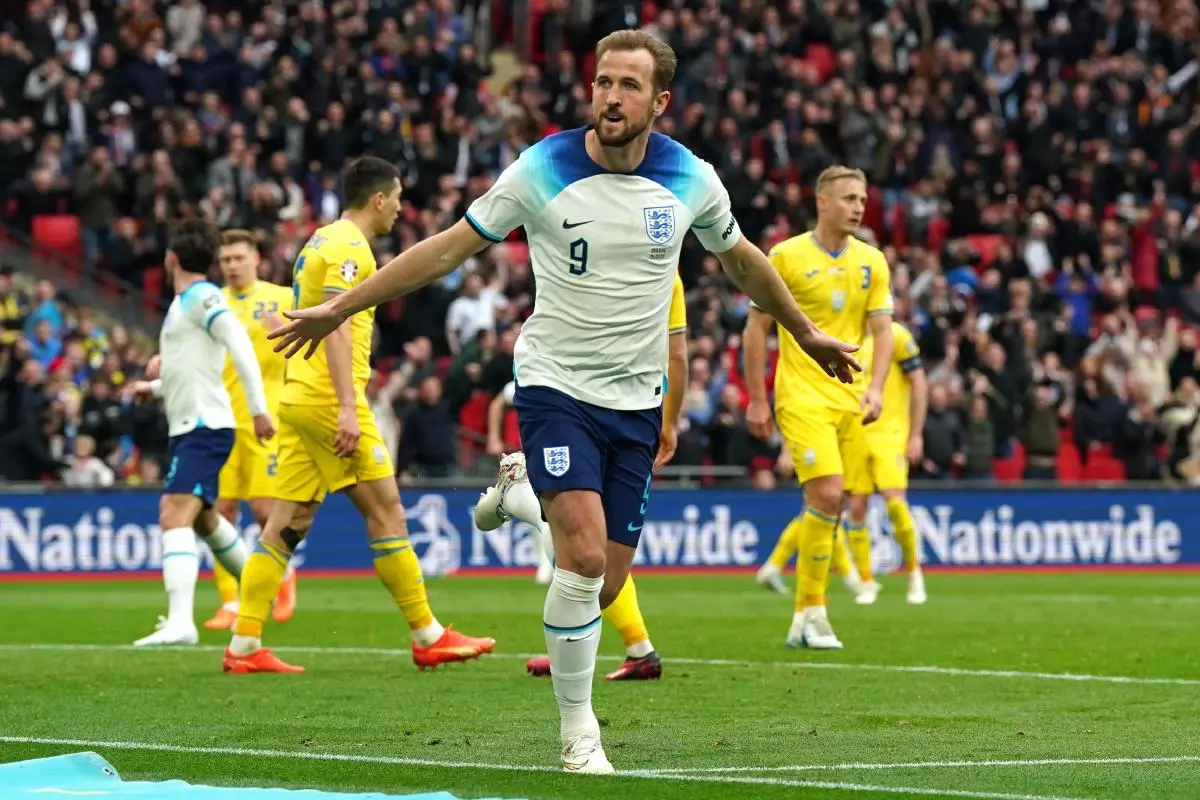 England's Harry Kane celebrates scoring