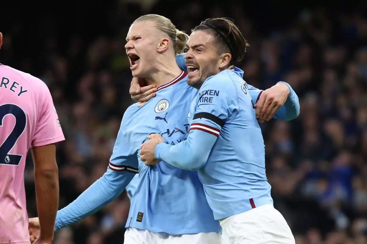 Erling Haaland of Manchester City celebrates scoring