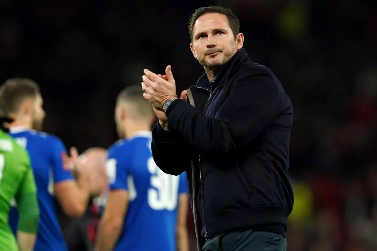 Everton manager Frank Lampard applauds the fans at full time