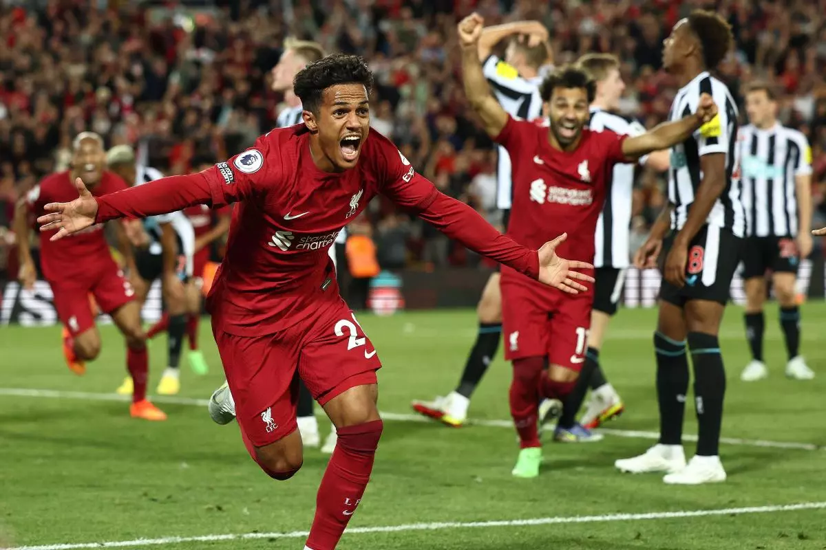 Fabio Carvalho of Liverpool celebrates