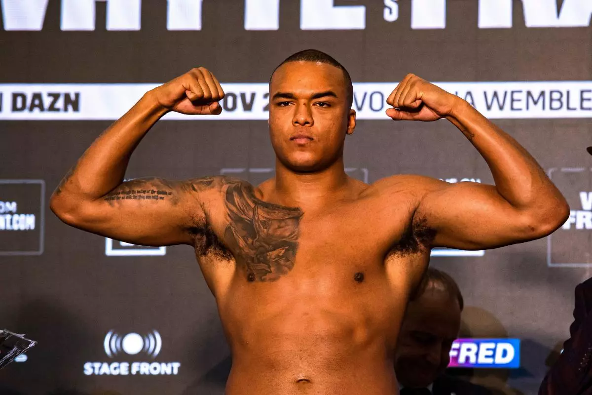 Fabio Wardley during Whyte vs Franklin and Undercards Public Weigh-In at The Drum Wembley