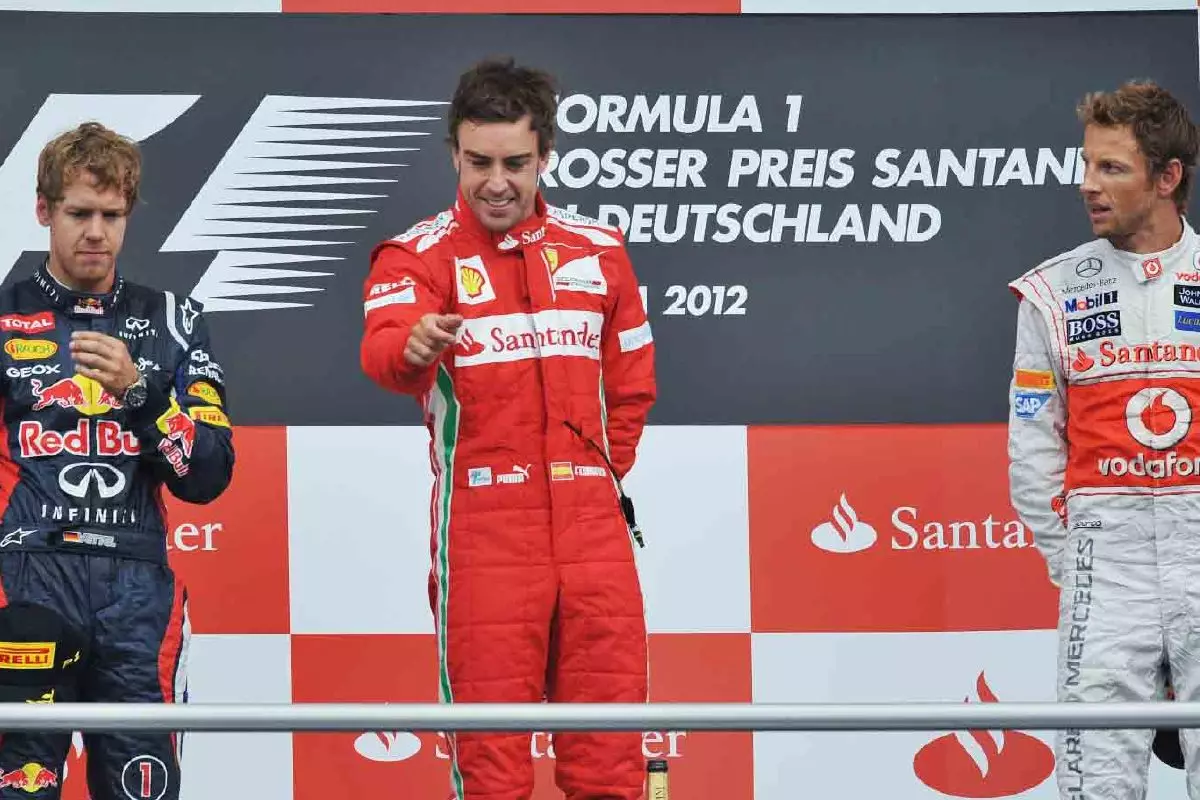 Fernando Alonso on the top of the podium. Hockenheim 2012