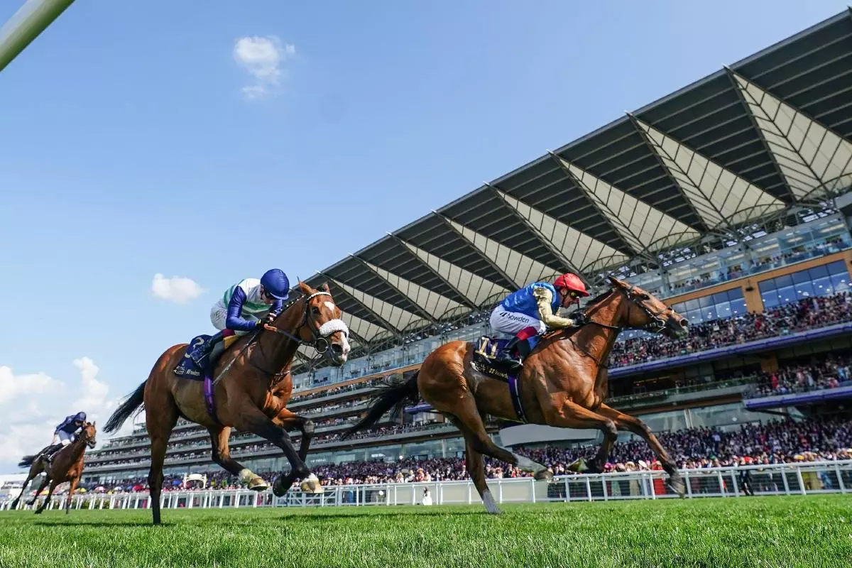 Frankie Dettori on Courage Mon Ami (right) wins the Gold Cup