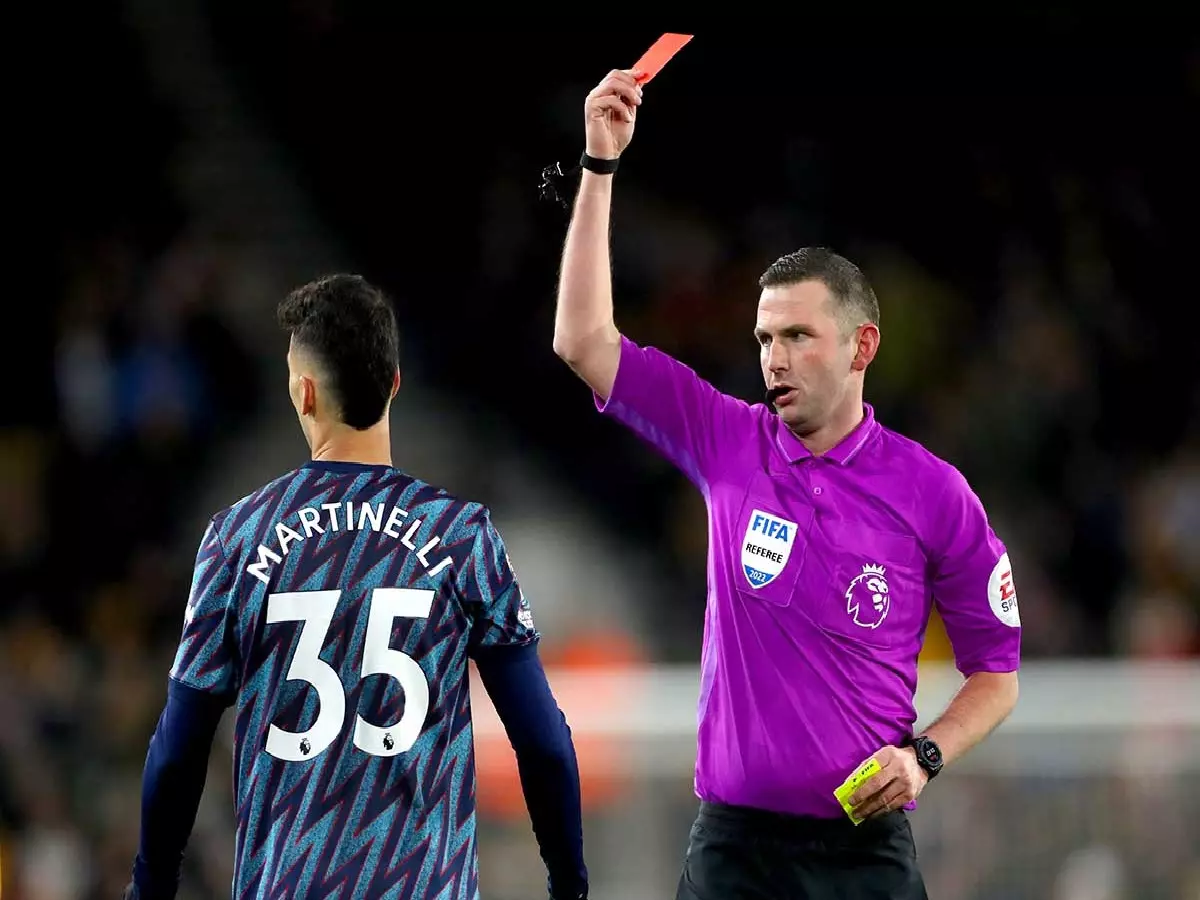 Gabriel Martinelli sees red for Arsenal