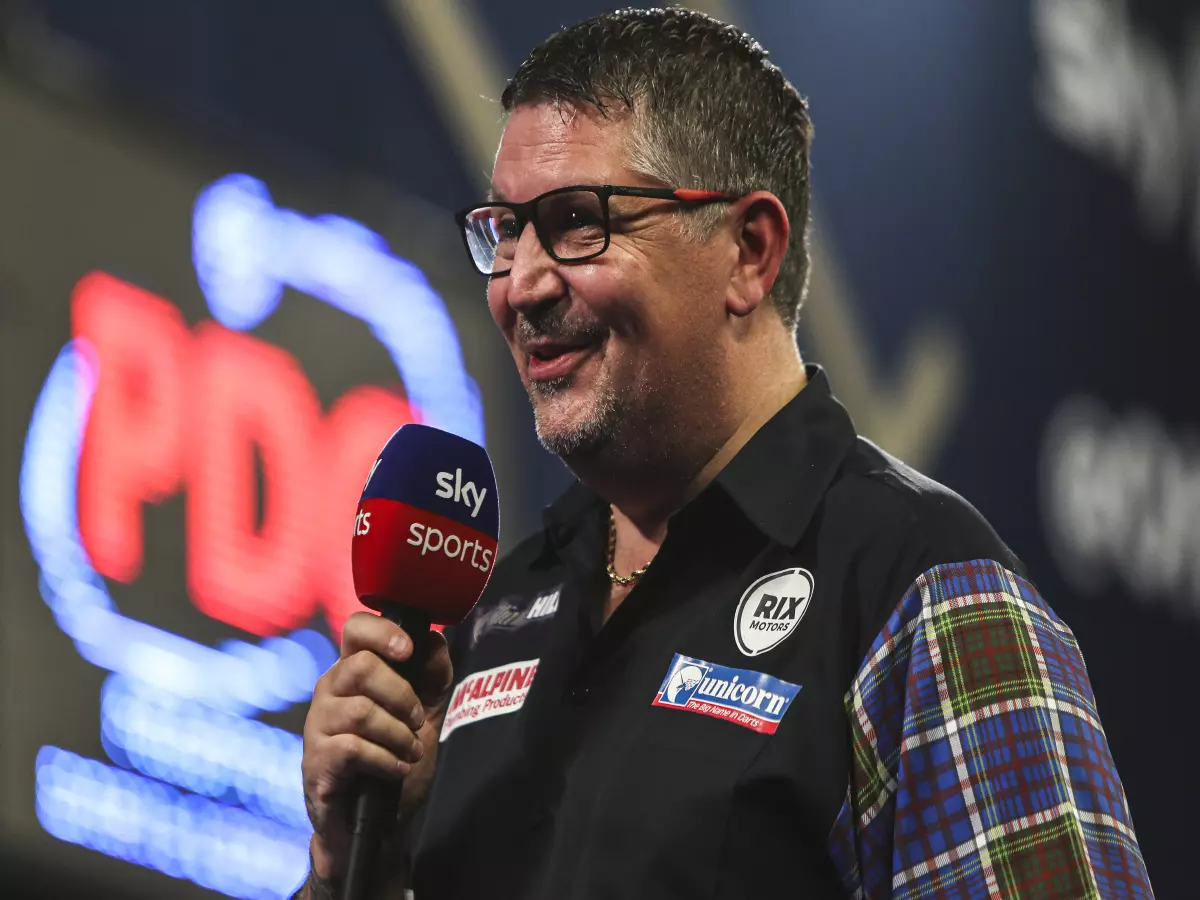 Gary Anderson speaks to Sky Sports after winning his match against Adrian Lewis during day two of the William Hill World Darts Championship at Alexandra Palace, London. Picture date: Thursday