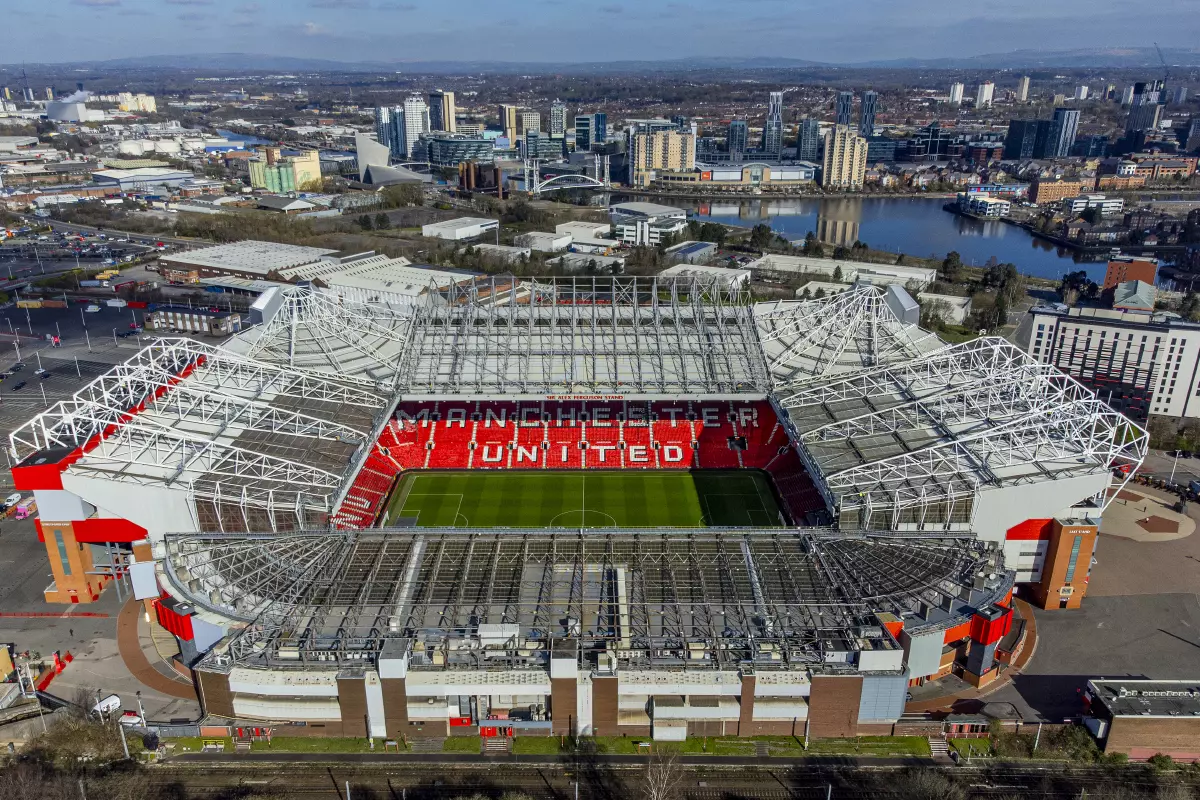 General aerial view of Old Trafford stadium - April 2023