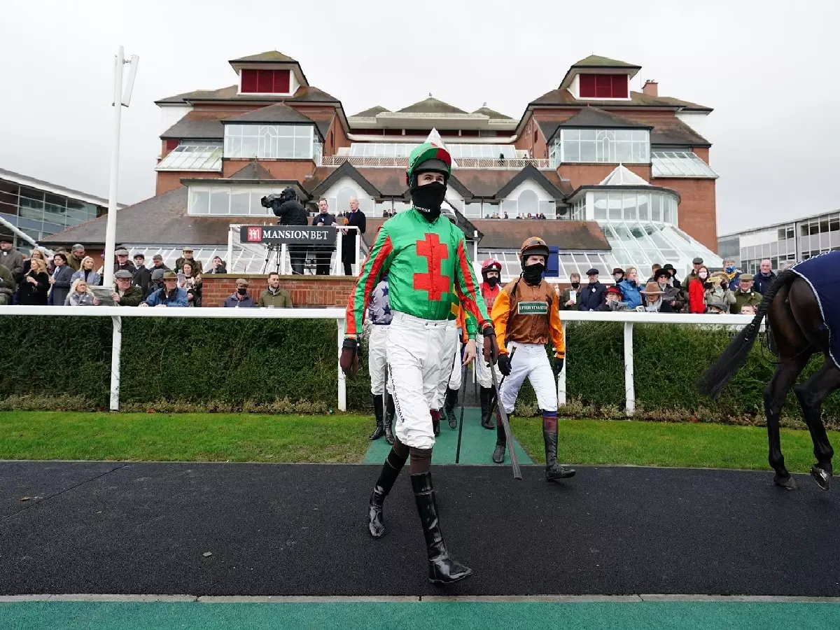 Generic jockeys leave the weighing room at Newbury