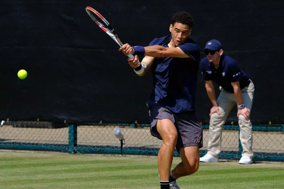 George Loffhagen plays a backhand shot to Dominik Koepfer - June 2023