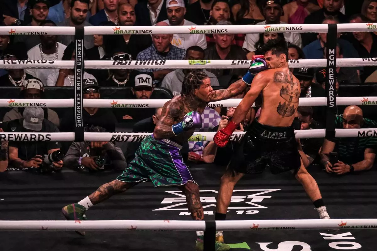 Gervonta Davis knocks out Ryan Garcia in their 136 pound catchweight bout at T Mobile Arena - April 2023Gervonta ""˜Tank' Davis (29-0 27KOs green trunks) and Ryan Garcia (23-1 black trunks) i