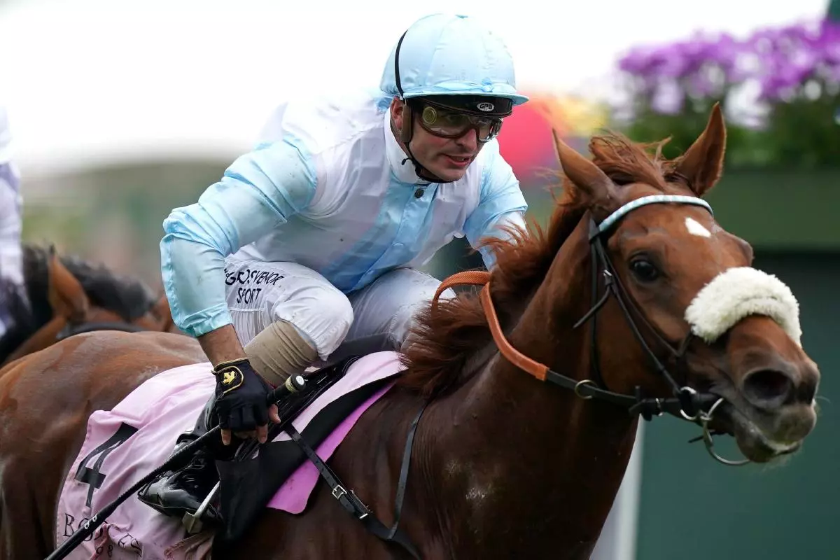 Giavellotto ridden by Andrea Atzeni coming home to win the Boodles Yorkshire Cup Stakes