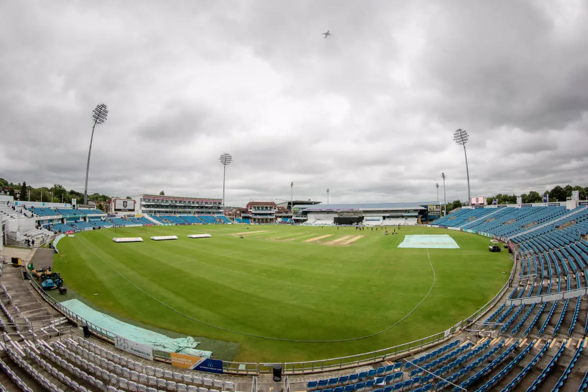 Gloomy skies over Headingly general view - June 2017