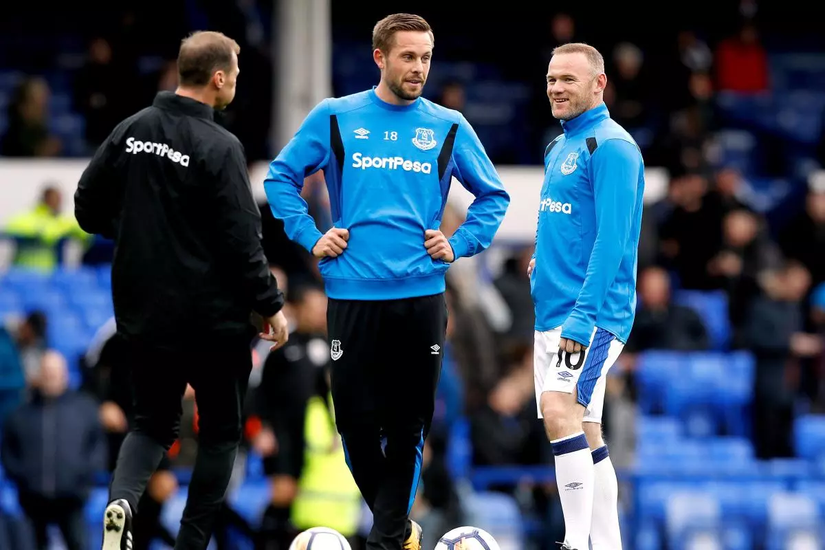 Gylfi Sigurdsson and Wayne Rooney at Everton in 2018
