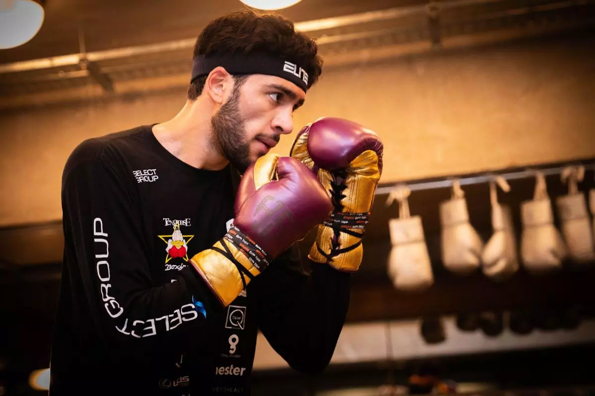 Hamzah Sheeraz during a media workout at Bermondsey Boxing Club, London - Aug 2023