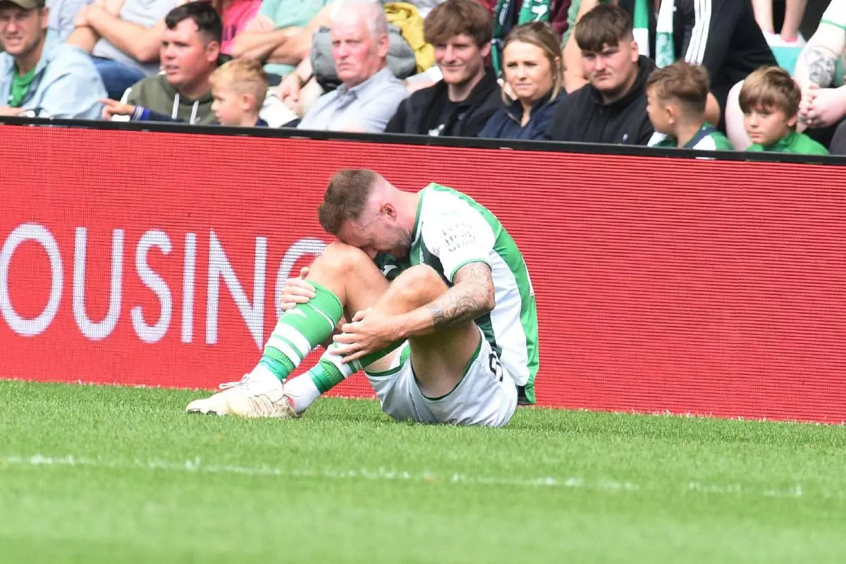 Hibs Aiden McGeady injured in a friendly against Norwich - July 2022