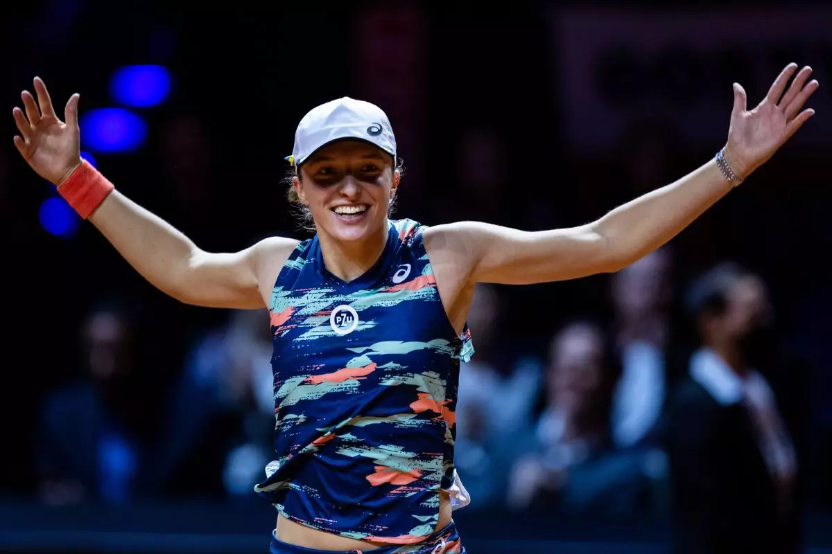 Iga Swiatek from Poland during the final cheer.