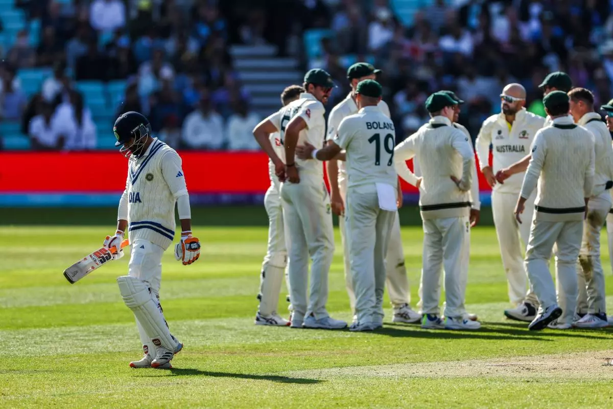 India’s Ravindra Jadeja walk off after being caught by Australia’s Steve Smith - June 2023