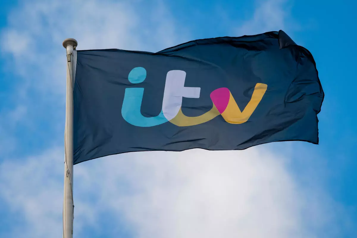 A flag bearing the ITV logo