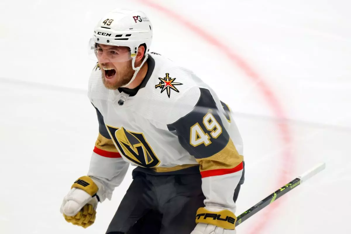 Vegas Golden Knight center Ivan Barbashev celebrates May 29, 2023