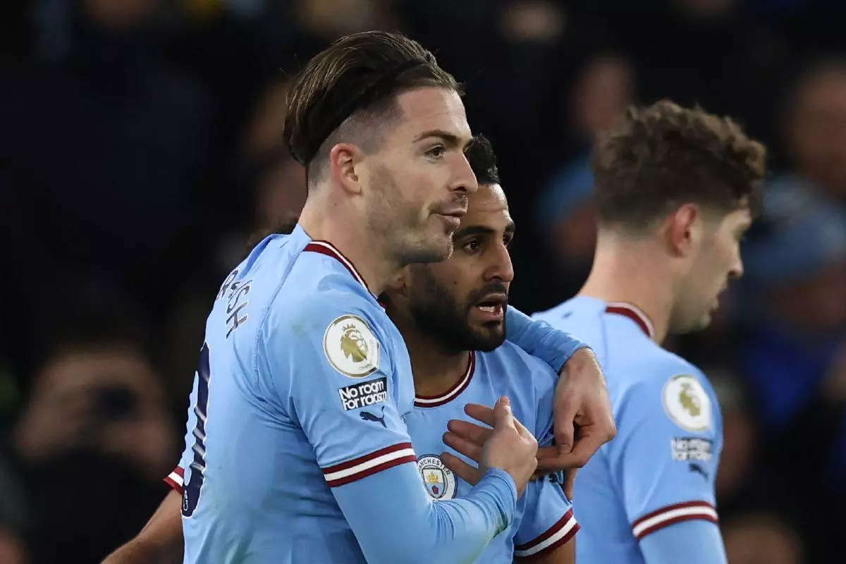 Jack Grealish and Riyad Mahrez of Manchester City Jan 2023